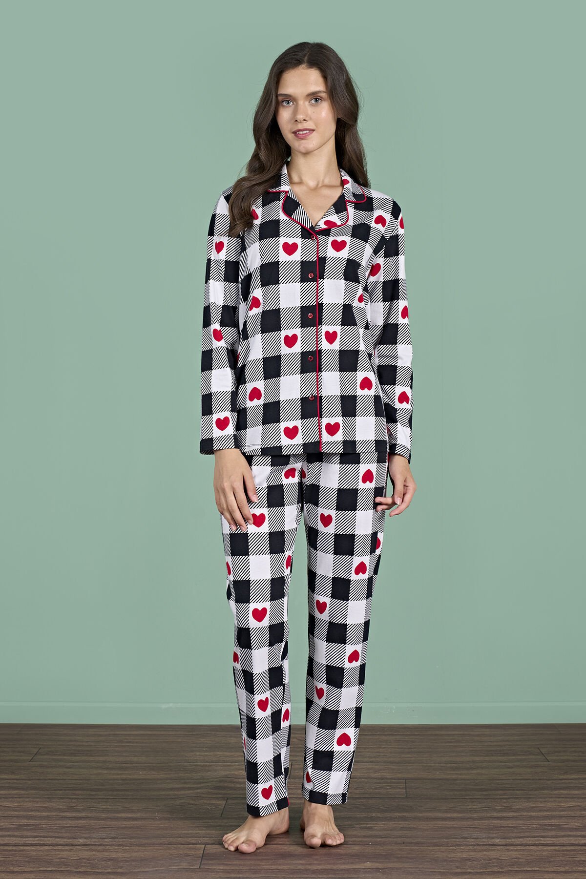 Pijadore 1958 (m-L-Xl-Xxl) Uzun Kollu Bayan Pijama Takım 4'lü
