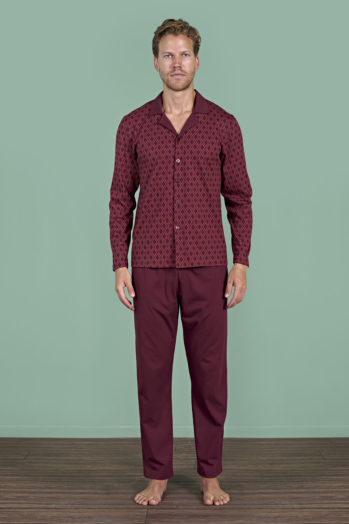 Pijadore 1967 (m-L-Xl-Xxl) Uzun Kollu Erkek Pijama Takım 4'lü