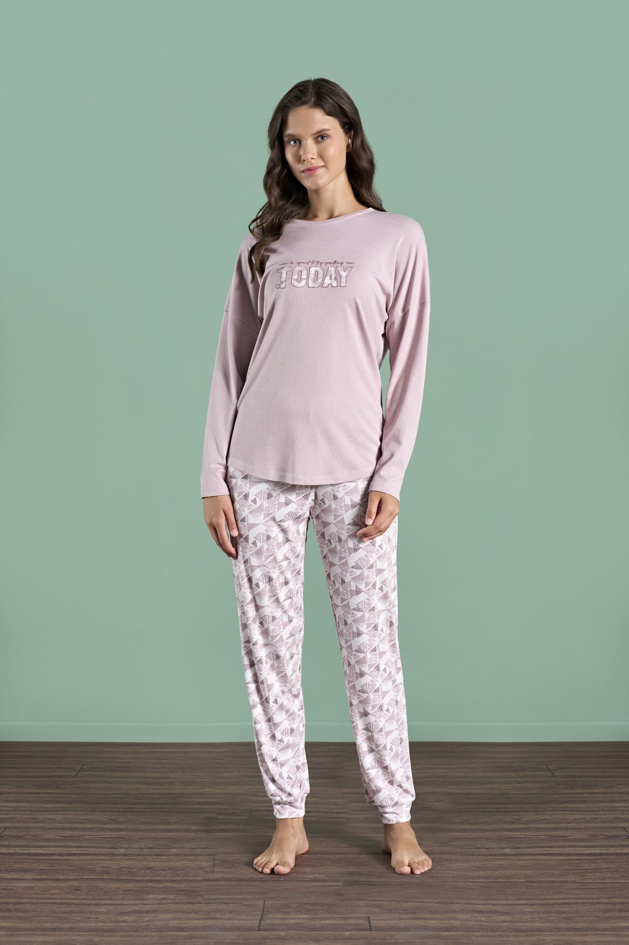 Pijadore 1985 (m-L-Xl-Xxl) Uzun Kollu Bayan Pijama Takım 4'lü