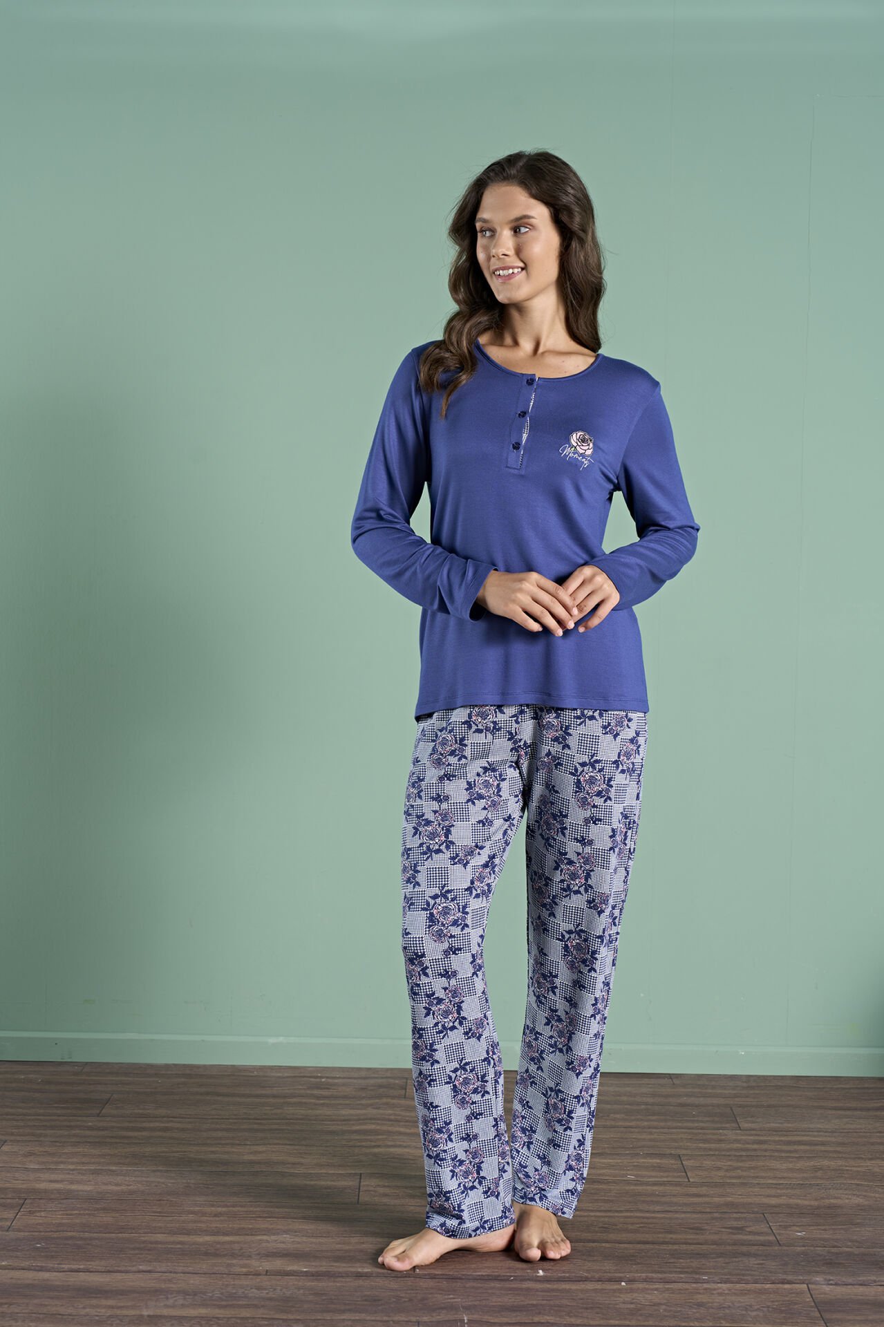Pijadore 1998 (m-L-Xl-Xxl) Uzun Kollu Bayan Pijama Takım 4'lü