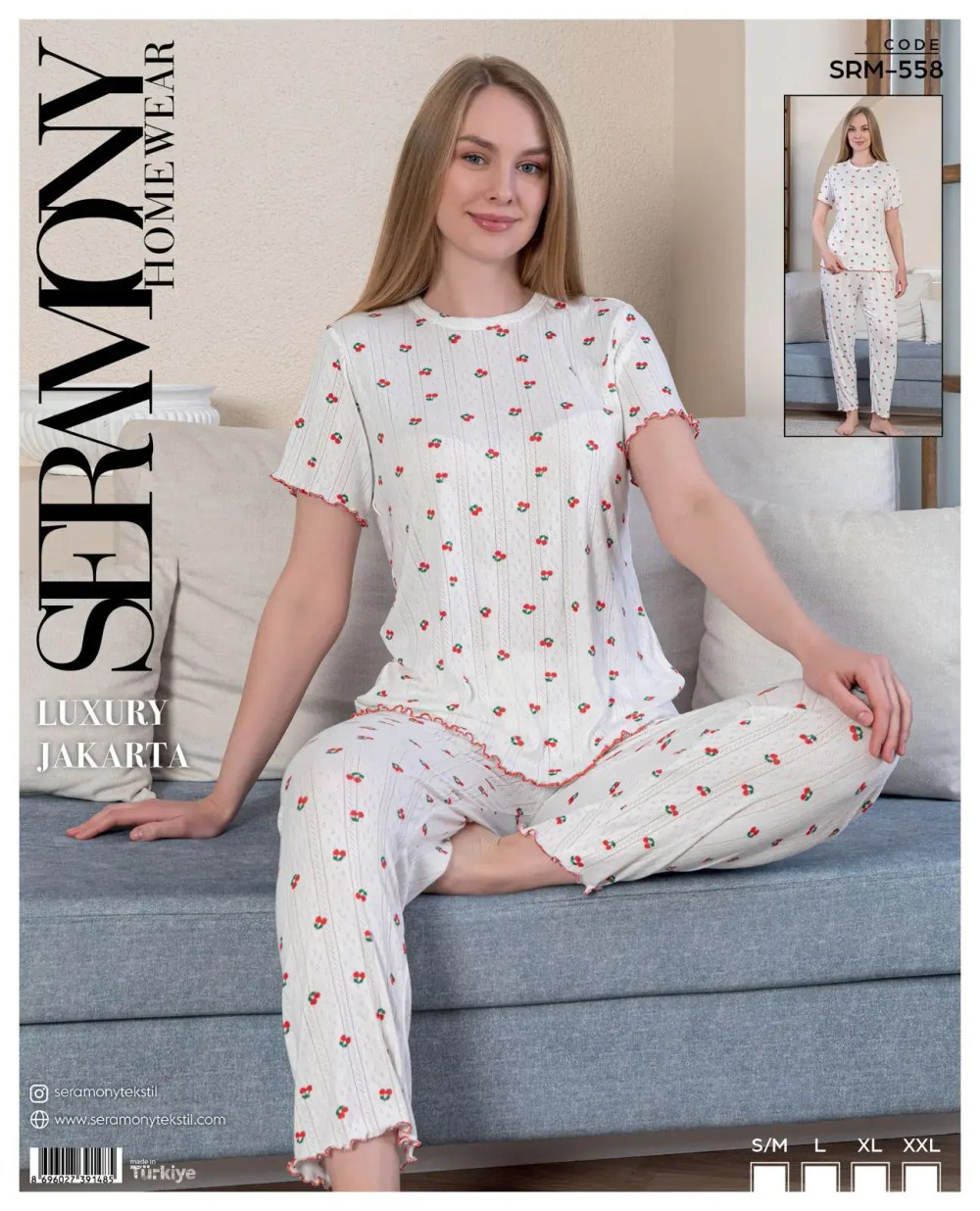 Seramony 558 (s-M-L-Xl-Xxl) Bayan Jakarlıkısa Kollu Pijama Takımı 4'lü