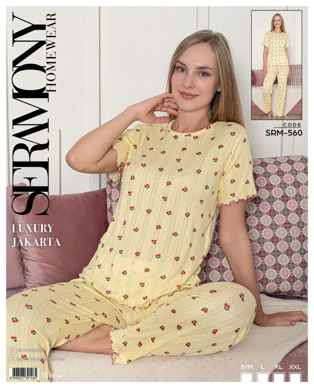 Seramony 560 (s-M-L-Xl-Xxl) Bayan Jakarlıkısa Kollu Pijama Takımı 4'lü