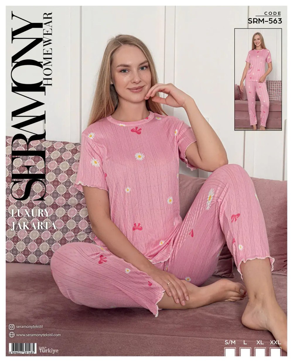 Seramony 563 (s-M-L-Xl-Xxl) Bayan Jakarlıkısa Kollu Pijama Takımı 4'lü