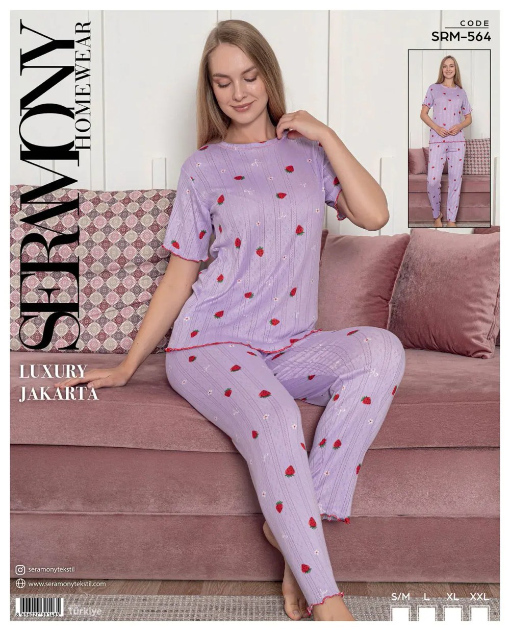 Seramony 564 (s-M-L-Xl-Xxl) Bayan Jakarlıkısa Kollu Pijama Takımı 4'lü
