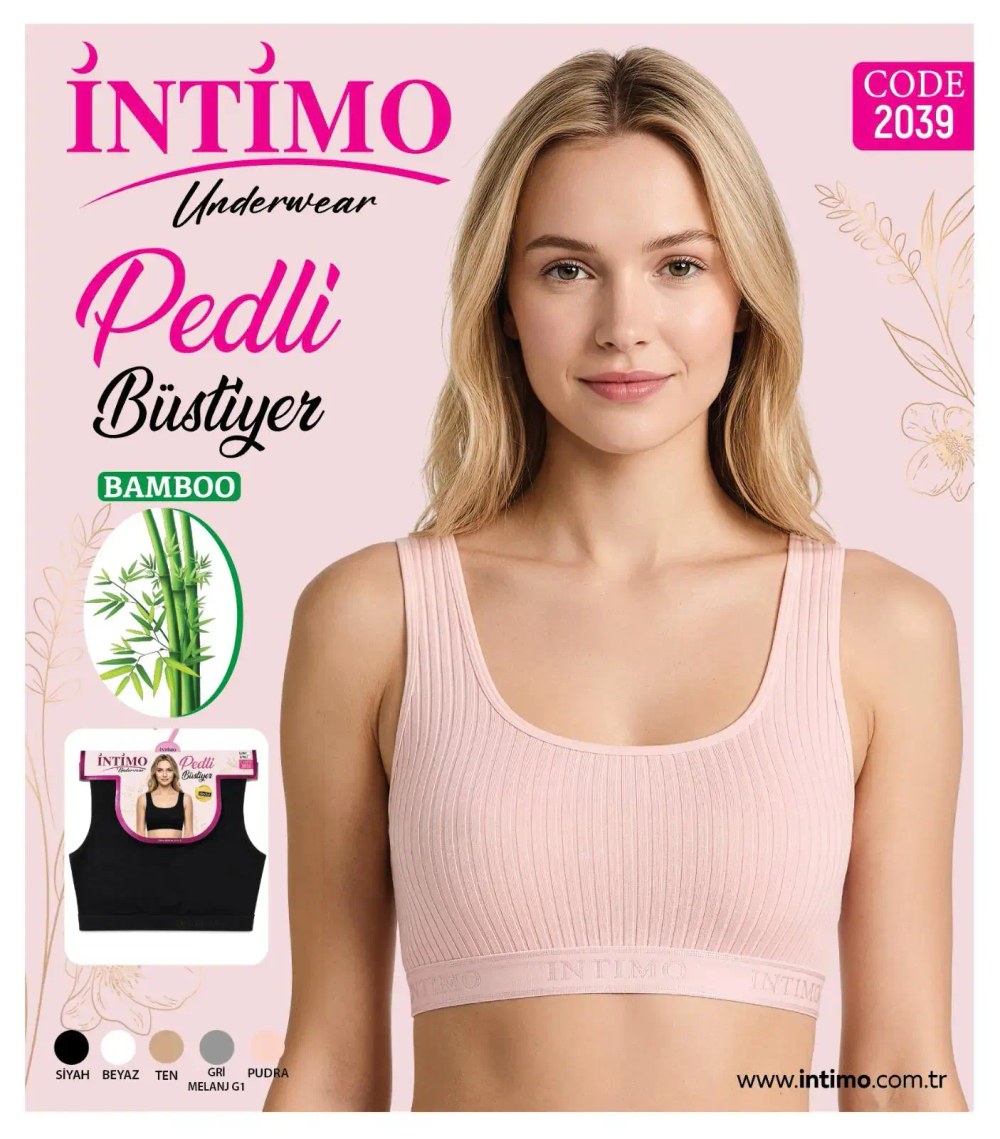 İntimo 2039 Kadın Bambu Geniş Askılı Pedli Derbi Bustiyer