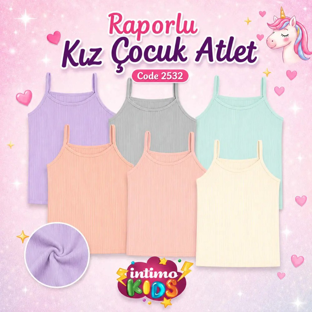 İntimo 2532 İp Askılı Raporlu Kız Çocuk Atlet 6'lı