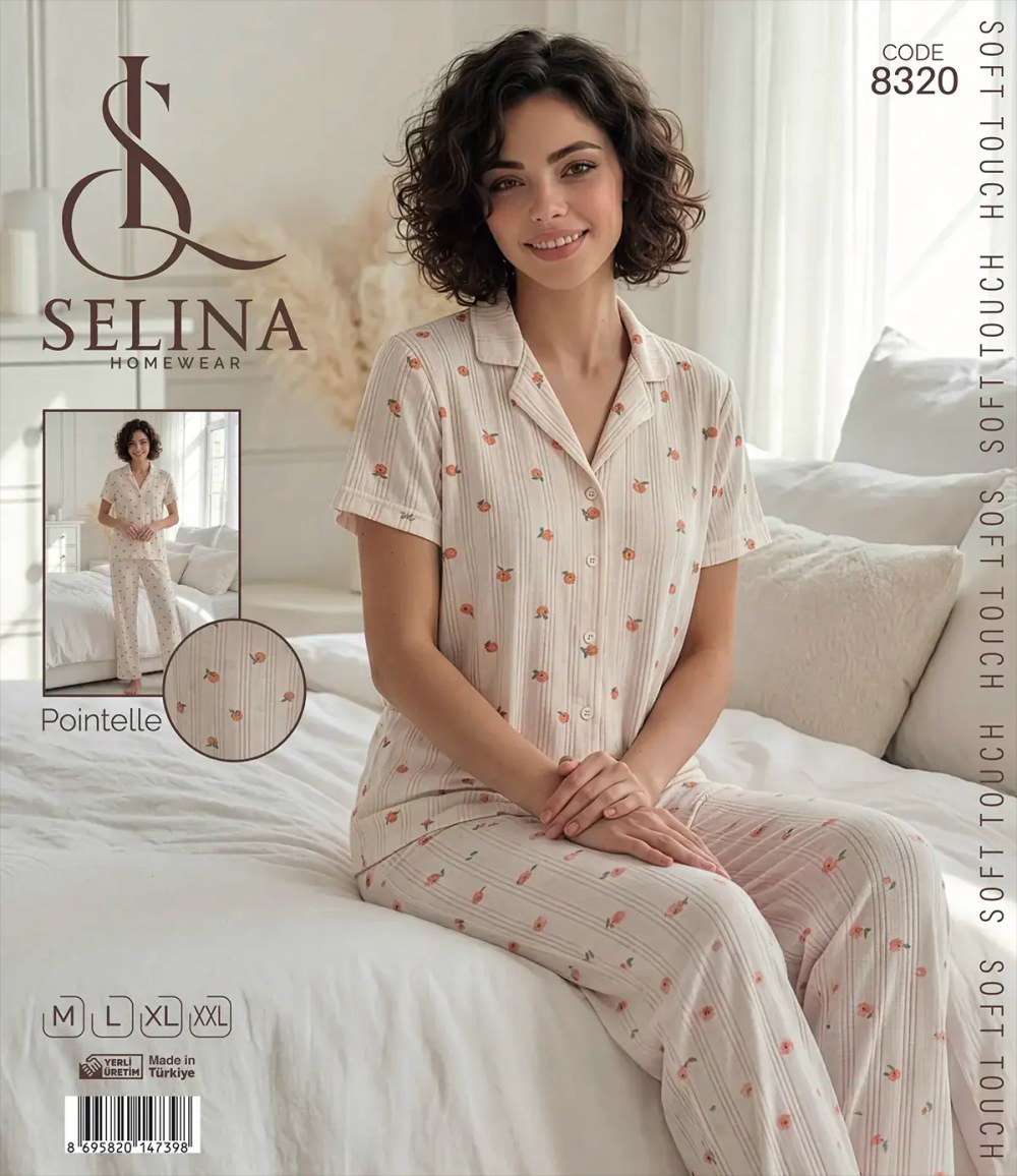 Selina 8320 (m-L-Xl-Xxl) Bayan Kısa Kollu Pijama Takım
