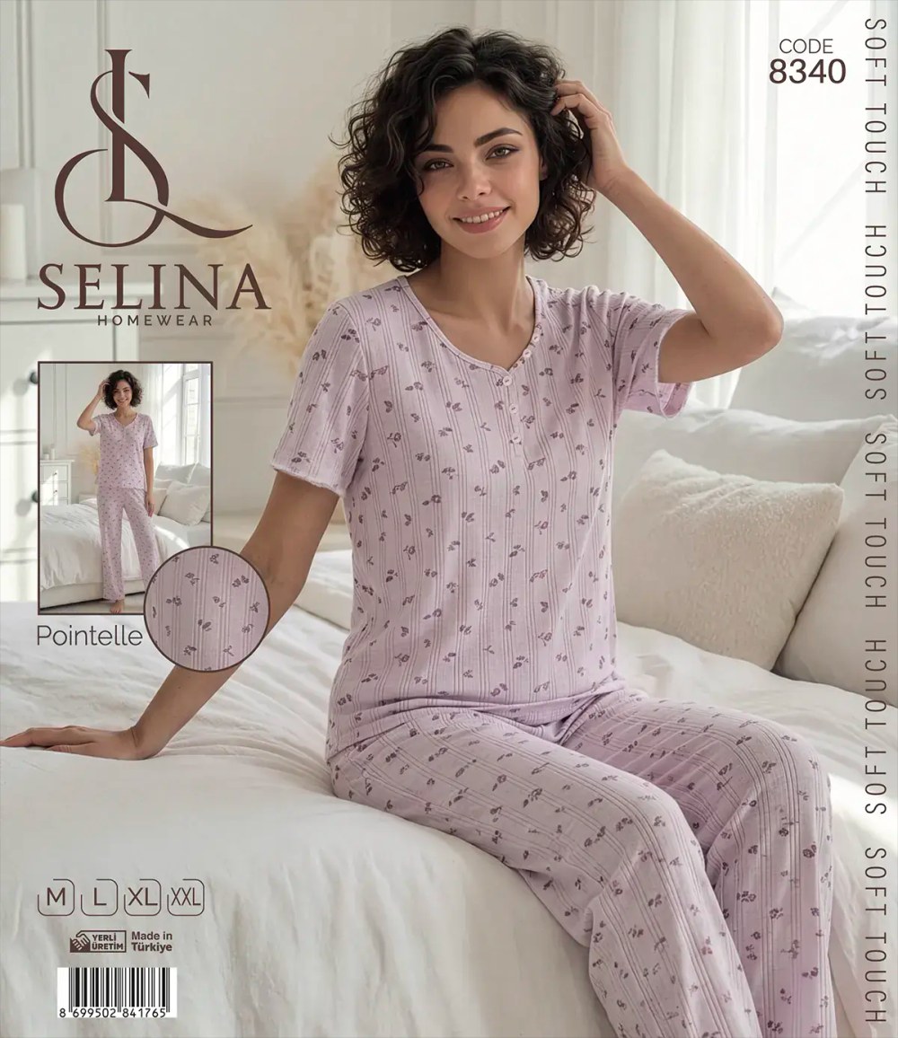 Selina 8340 (m-L-Xl-Xxl) Bayan Kısa Kollu Pijama Takım