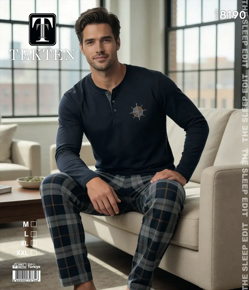Tekten 8190 (m-L-Xl-Xxl) Erkek Uzun Kollu Pijama Takım