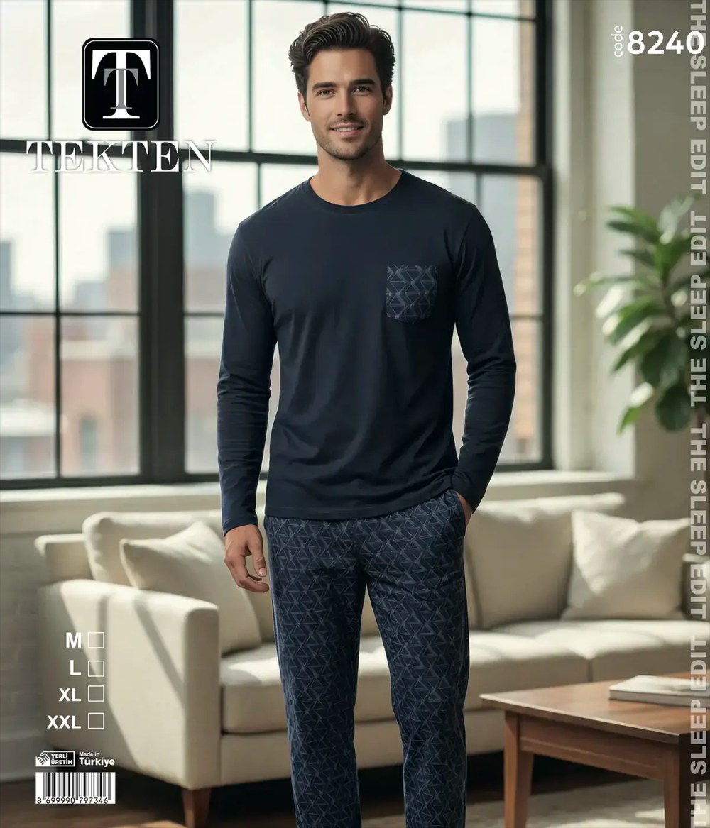 Tekten 8240 (m-L-Xl-Xxl) Erkek Kısa Kollu Pijama Takım