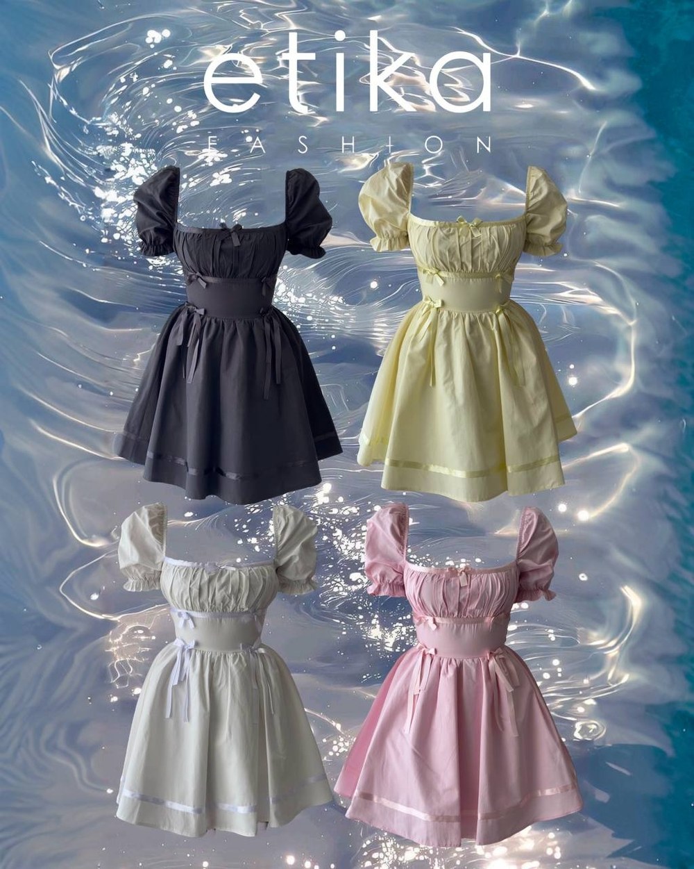 Boje Fiyonk Detaylı Elbise ETK-00703-beyaz