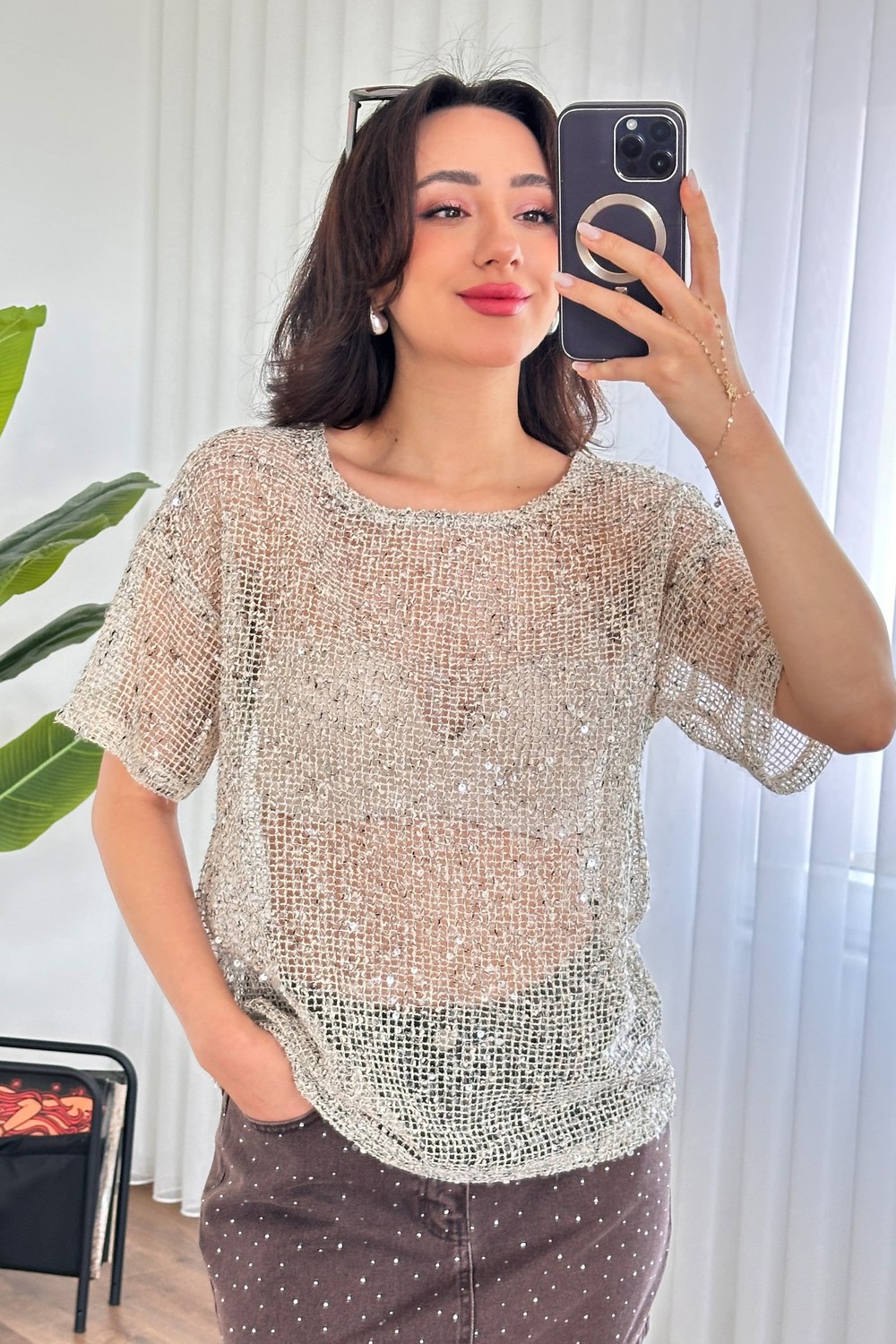 Pul Payet Geçişli Toptan Taş Bluz Taş