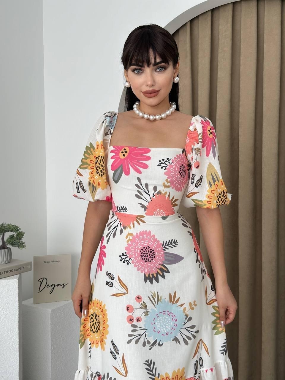 Weimar Keten Elbise ETK-00424-beyaz