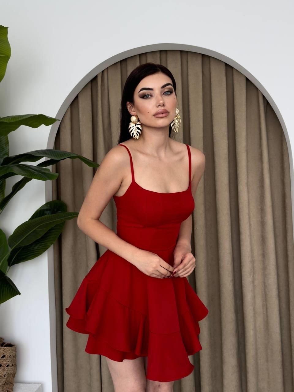 Common İp Askılı Elbise ETK-00344-kirmizi