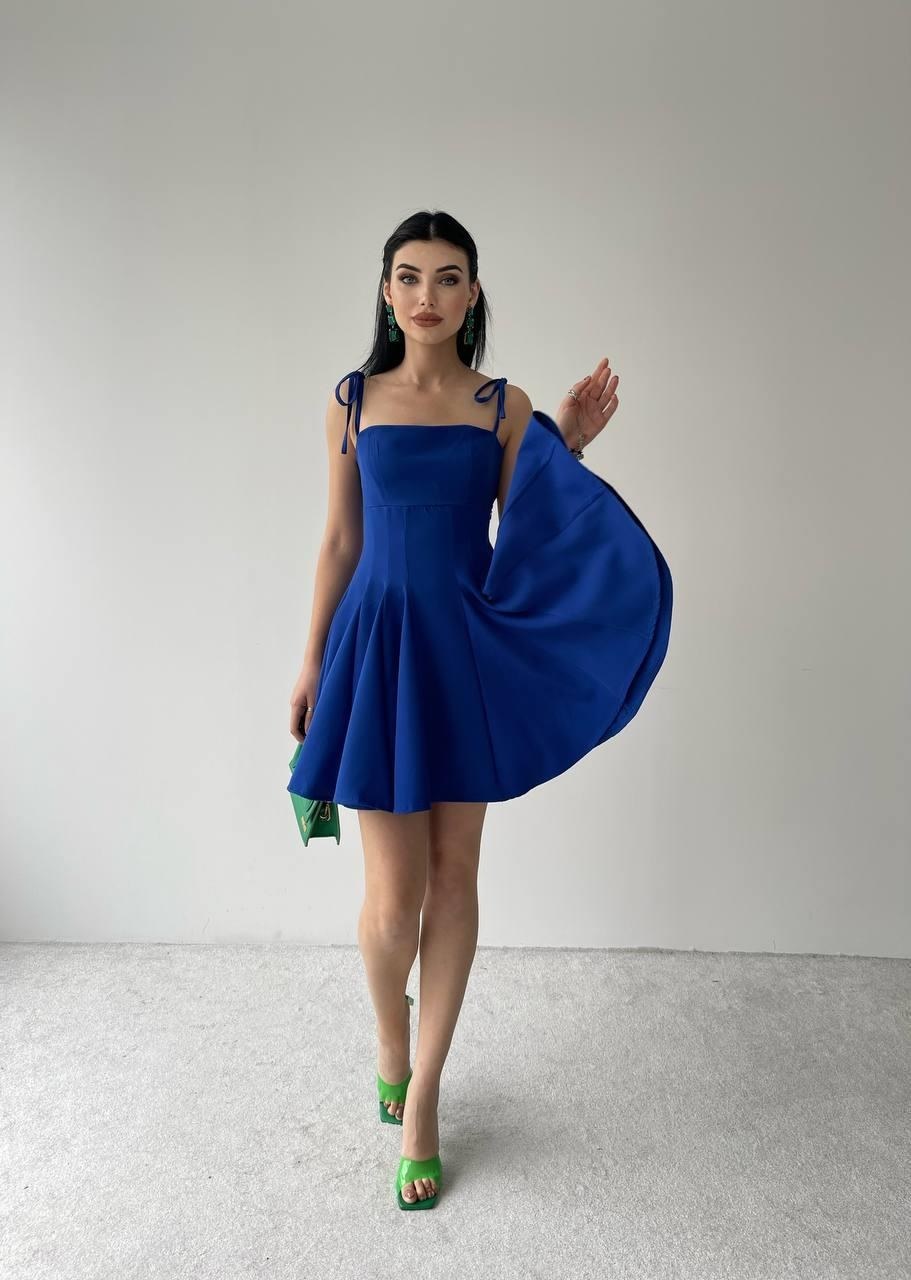 Clara Askılı Mini Elbise ETK-00055-sax