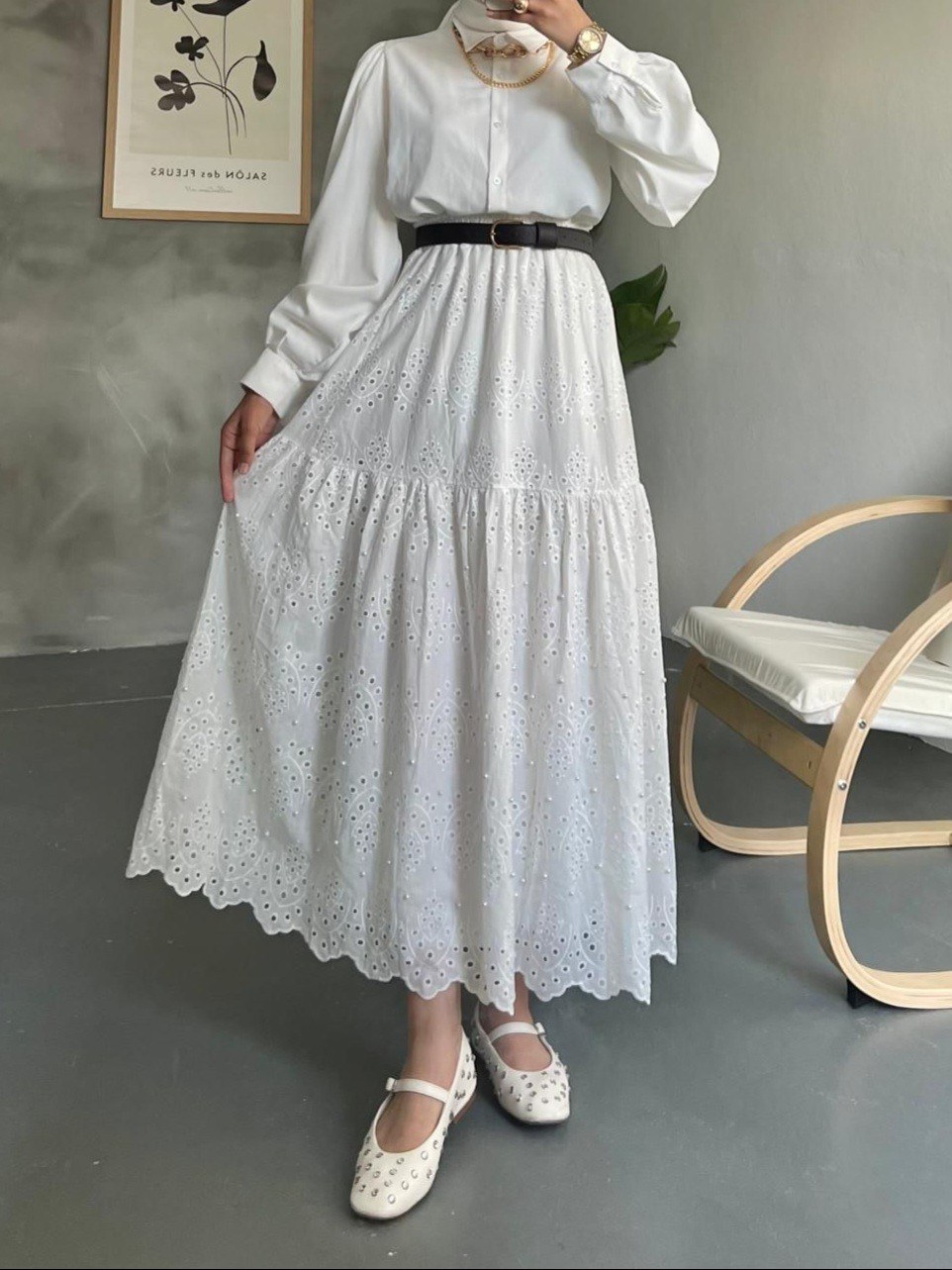 Beli Lastikli Astarlı Pamuk Fisto Kumaş Boy 95 Cm Etek %100 Pamuk Astar 70 Denye %50 Polyester %50 Pamuk -Beyaz