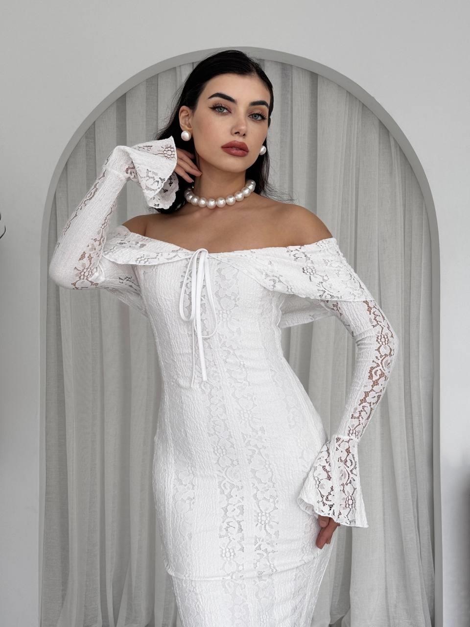 Maya Straplez Elbise ETK-00581-beyaz