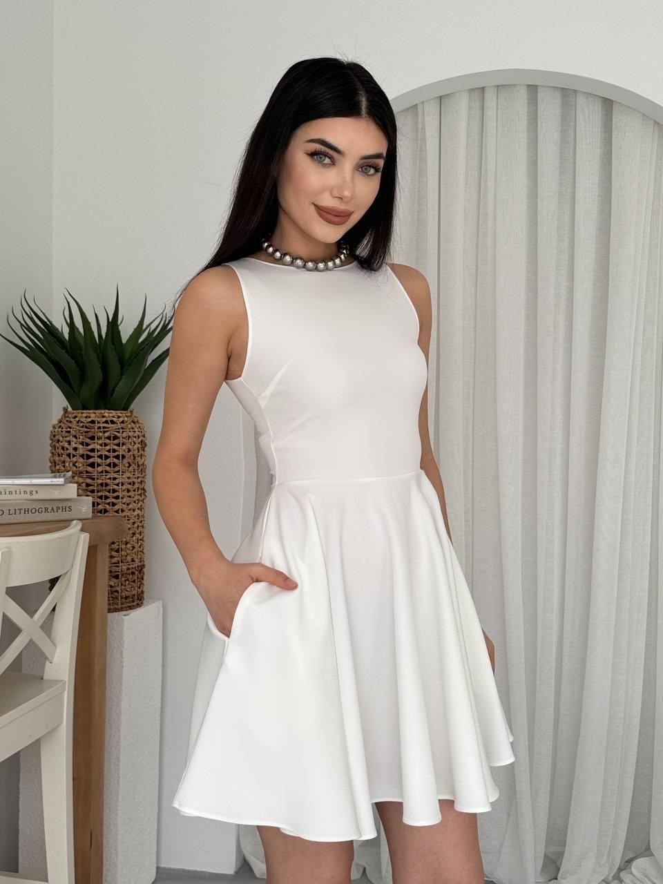 Berl Cep Detaylı Elbise ETK-00585-beyaz