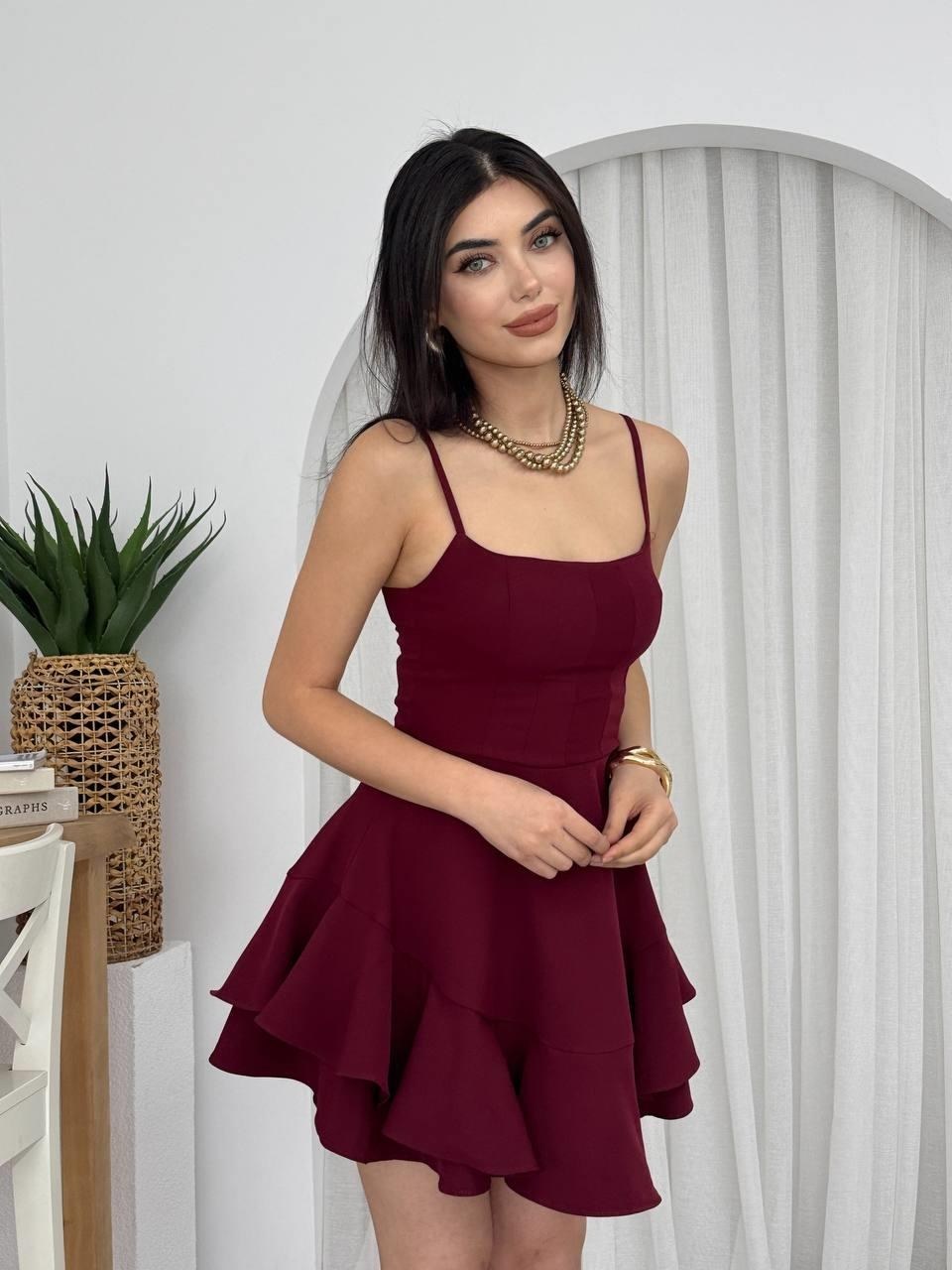Common İp Askılı Elbise ETK-00344-bordo