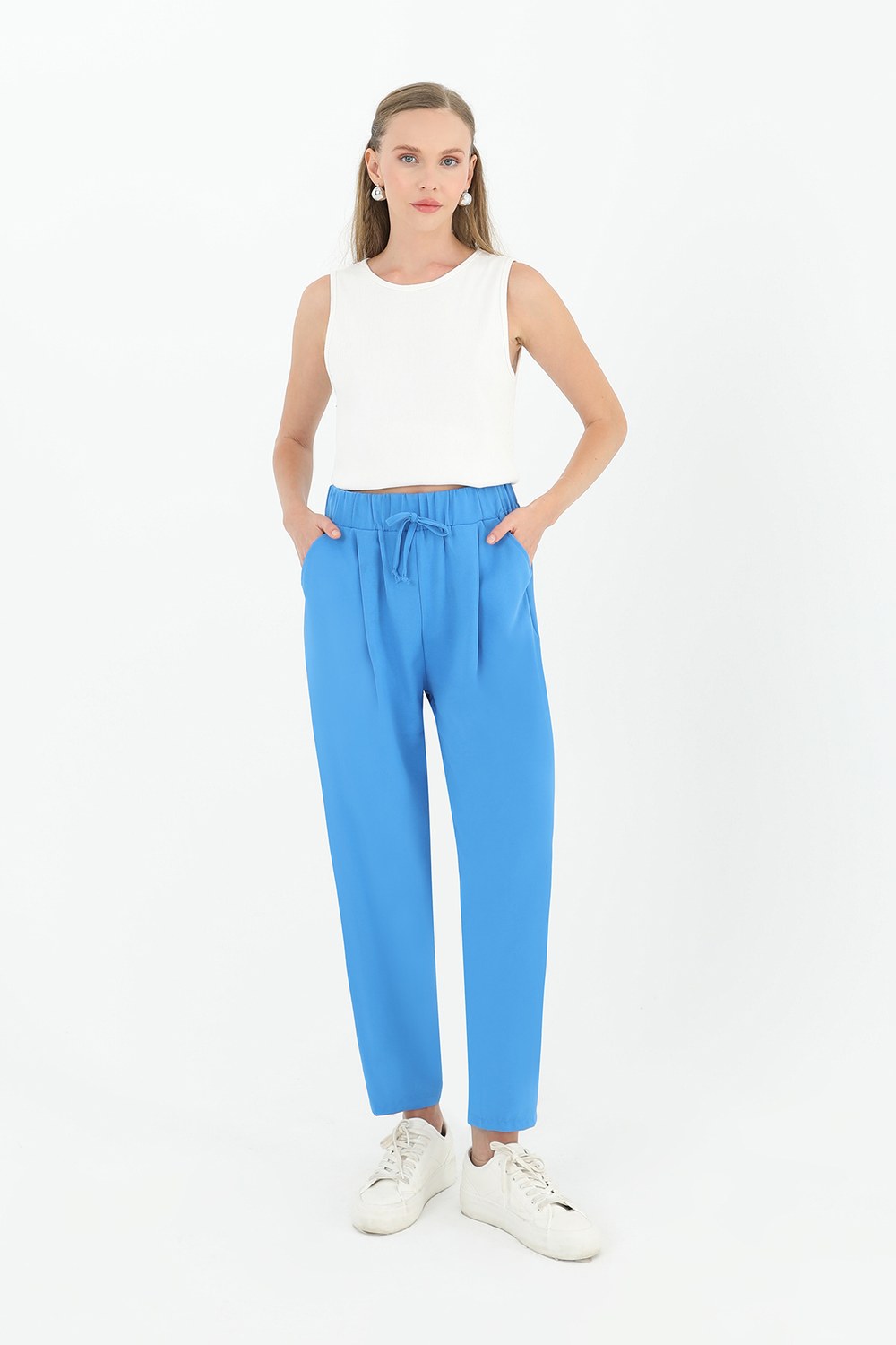 Kadın Beli Bağlamalı Havuç Form Pantolon