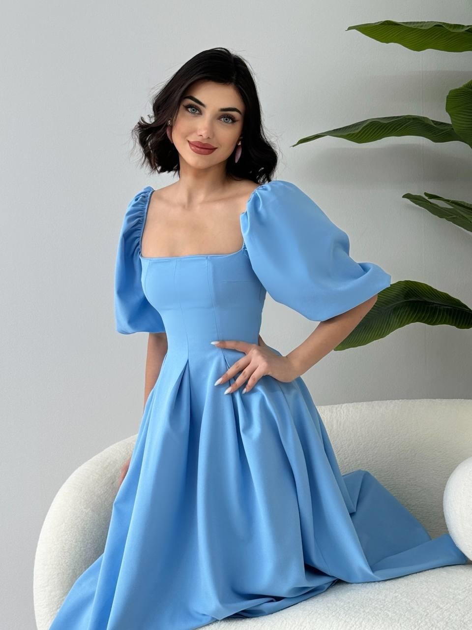 Benjamin Çan Etekli Midi Boy Elbise ETK-00026-bebe-mavisi