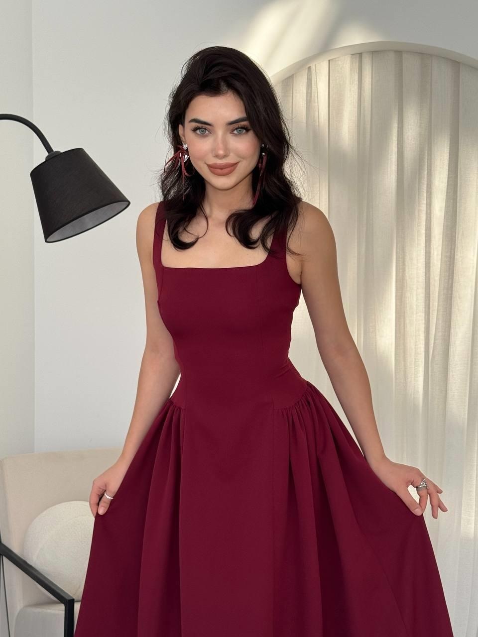 Heldi Piliseli Elbise ETK-00597-bordo