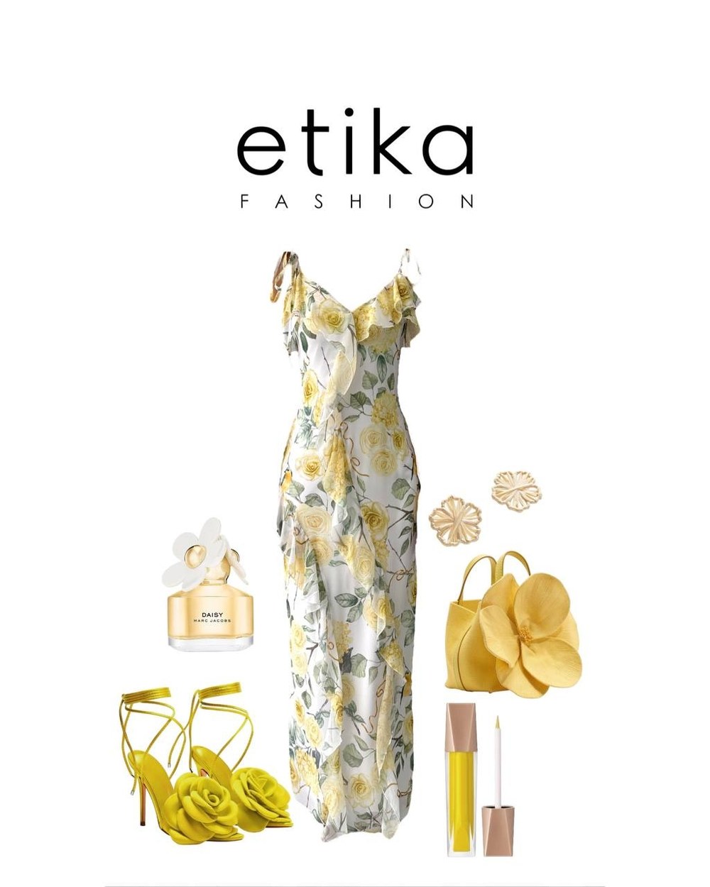 Met İp Askılı Elbise ETK-00608-desenli