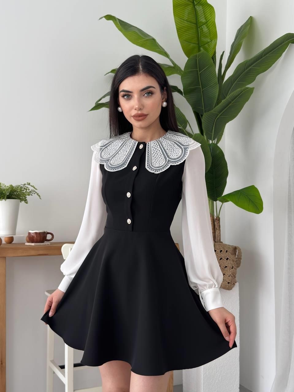 Asıo Bebe Yaka Elbise ETK-00619-siyah