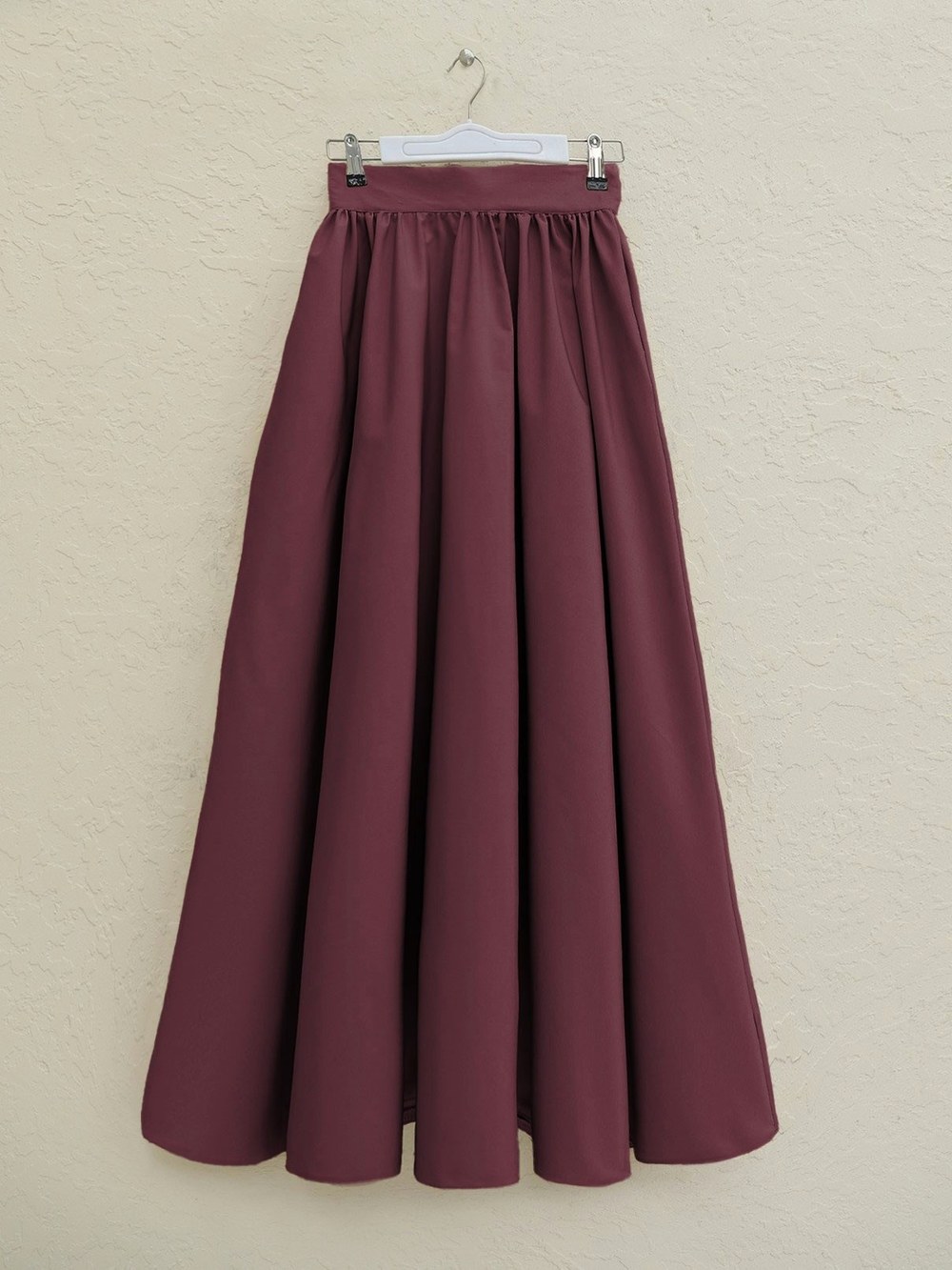 Cepli Pliseli Bondit Etek -Bordo