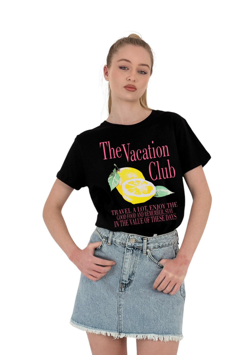 The Vacation Club Baskılı Siyah T