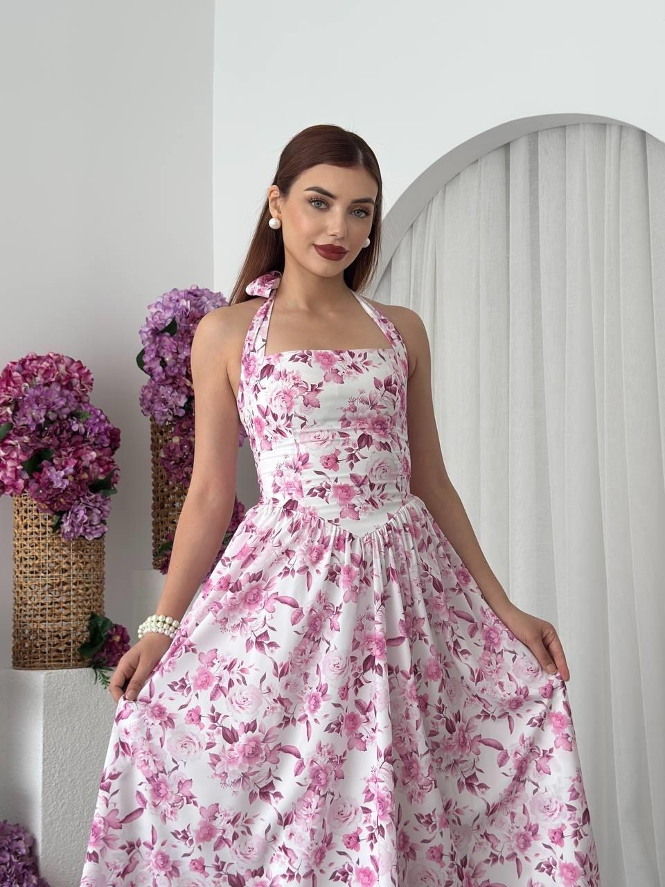 Rans Midi Elbise ETK-00676-pembe