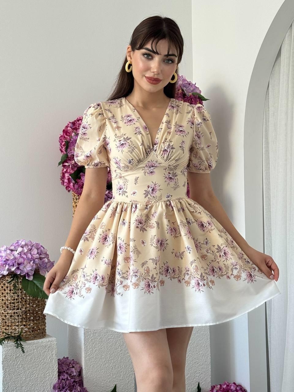 Bloom Mini Elbise ETK-00681-bej