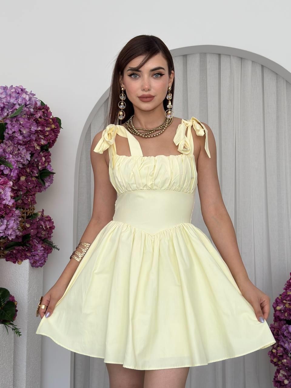 Arora Mini Elbise ETK-00714-sari