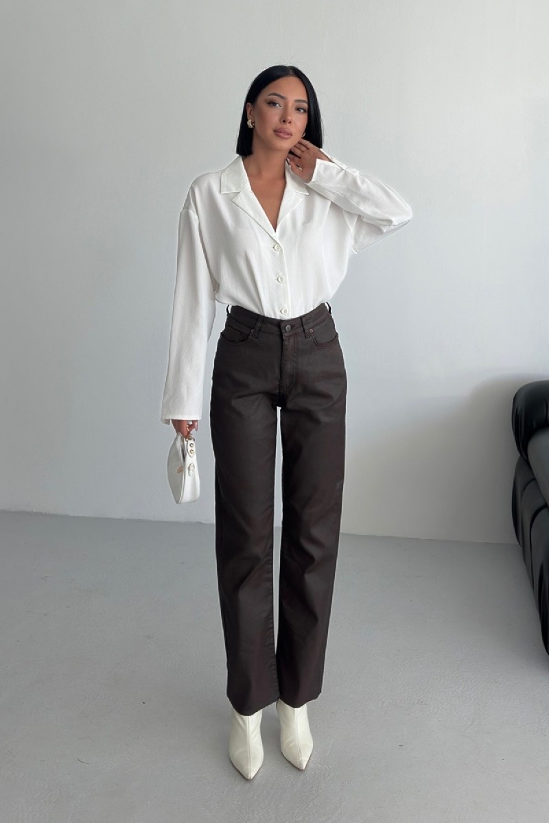 Mom Fit Pantolon 7072 Kahverengi