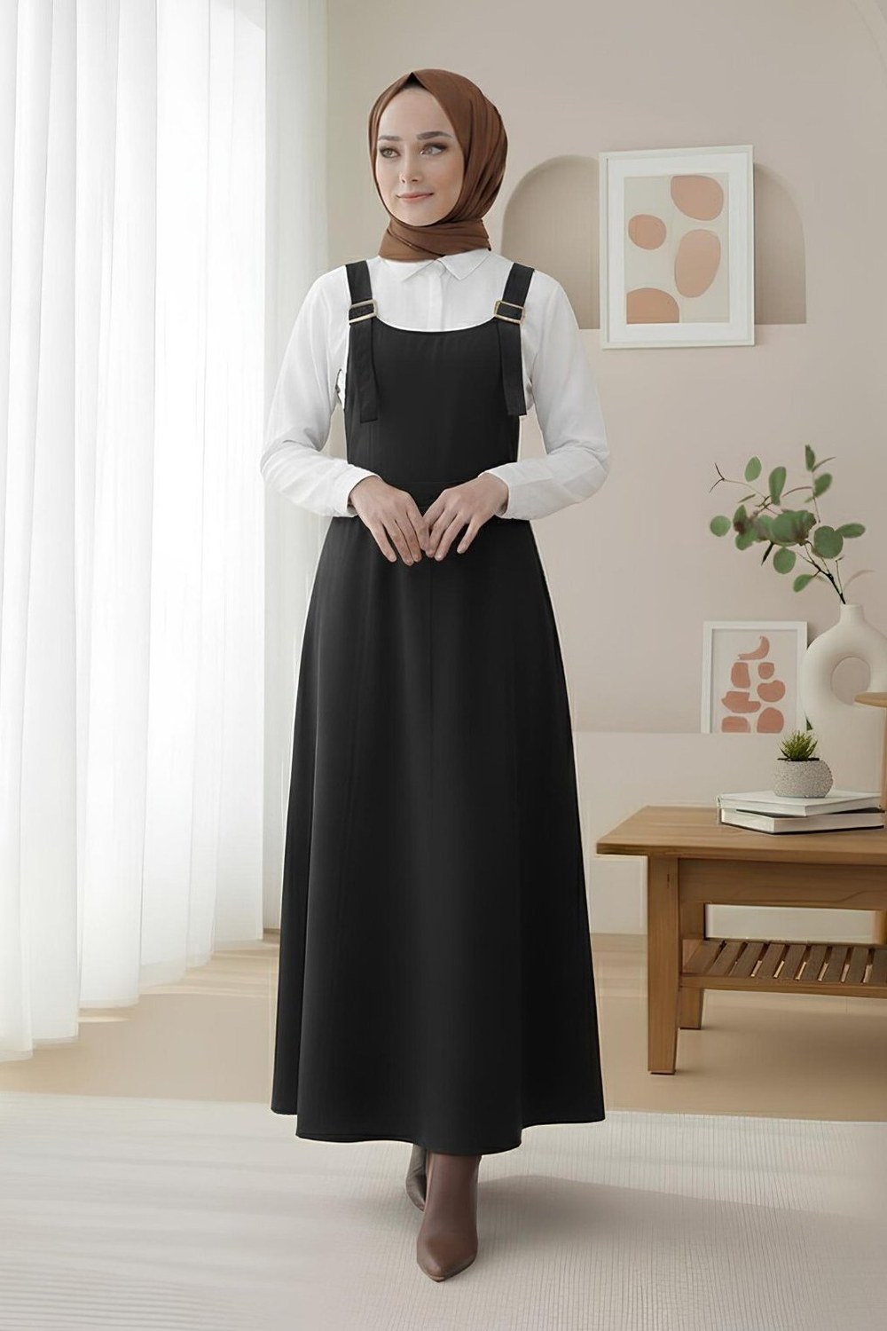 Yarım Fermuarlı Gabardin Jile -Siyah