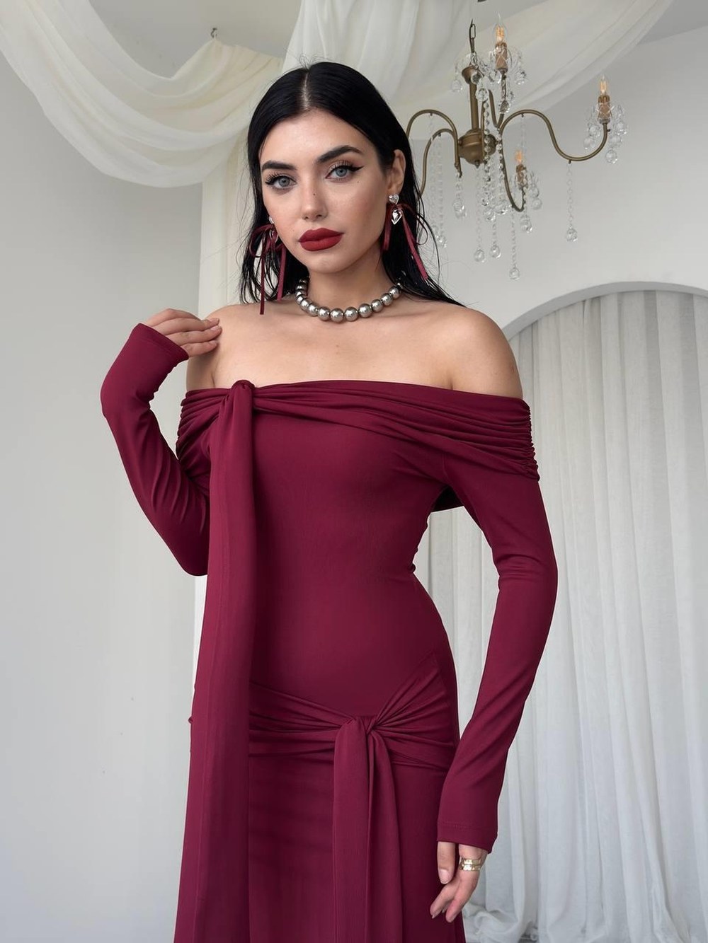 Adole Straplez Elbise ETK-00763-bordo