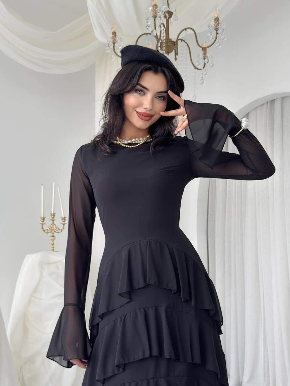 Ery Midi Elbise ETK-00769-siyah