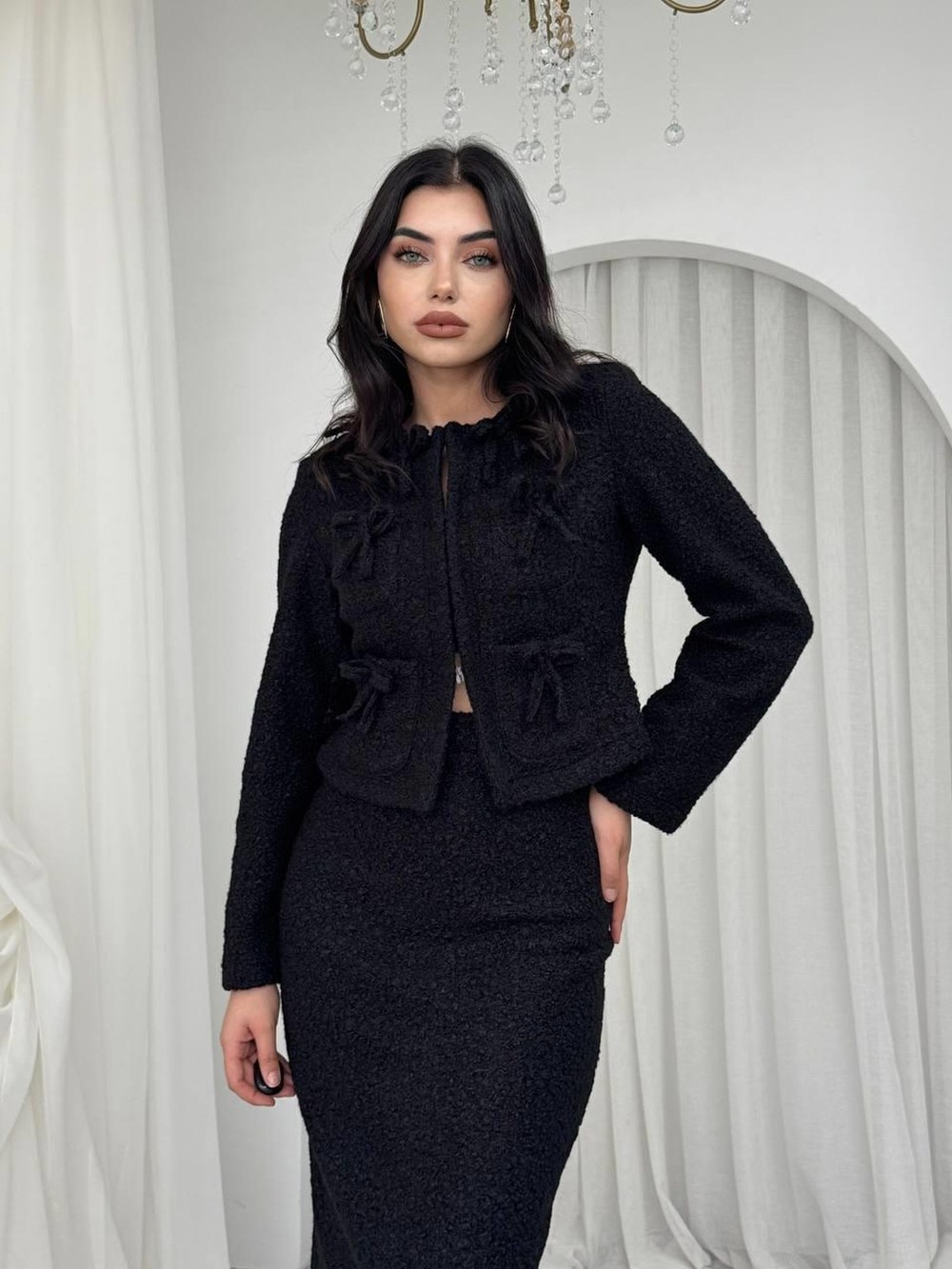 Dozzy Fiyonk Detaylı Takım ETK-00788-siyah
