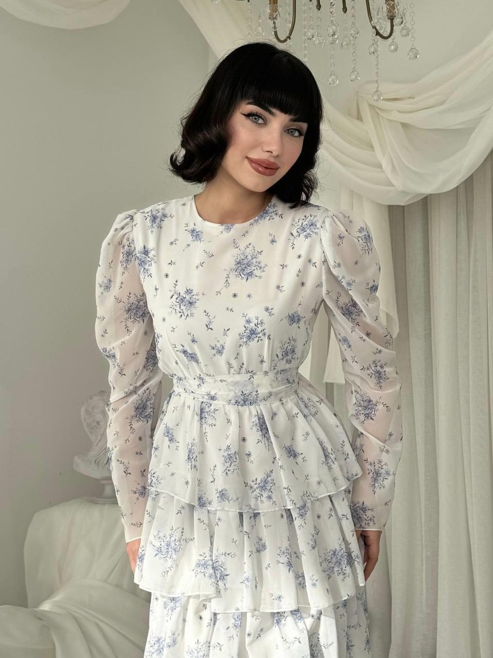 Arsel Kemerli Elbise ETK-00831-mavi