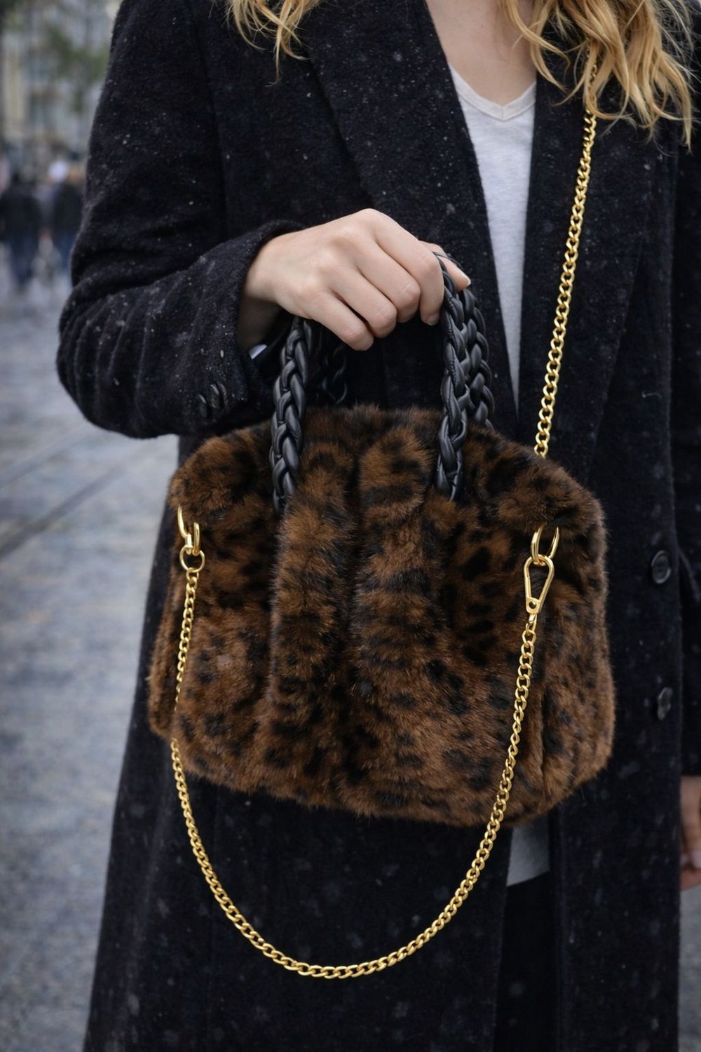 NWC-013 Leopar Kahve Peluş Çanta