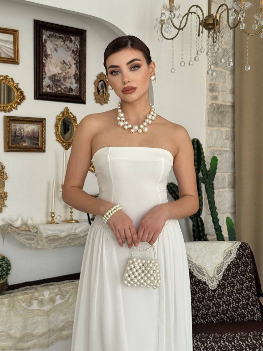 Reny Straplez Elbise ETK-00869-ekru