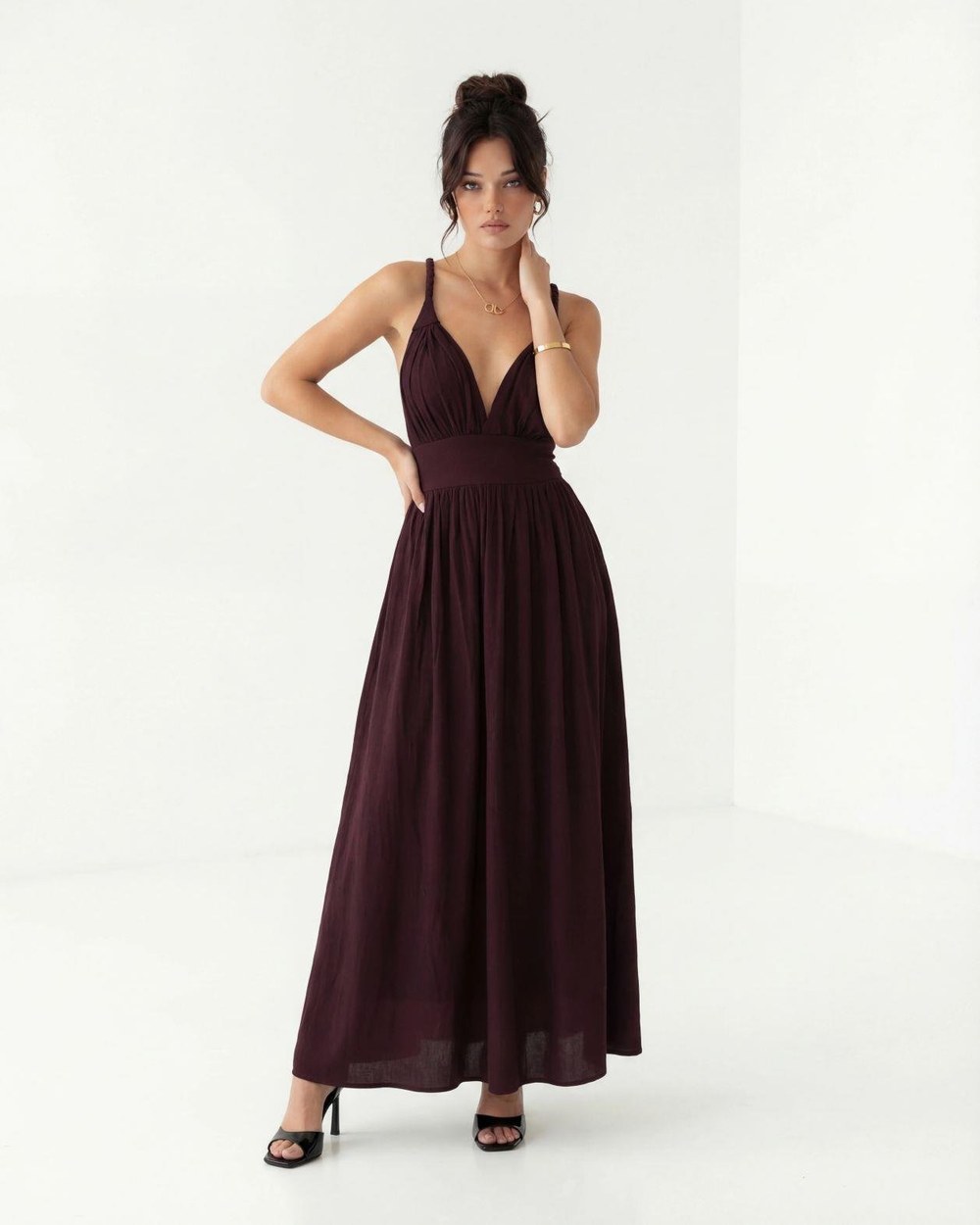6832 Elbise-Bordo