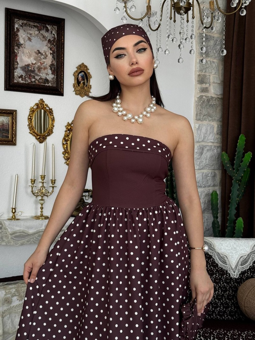 Penas Straplez Elbise ETK-00927-kahve
