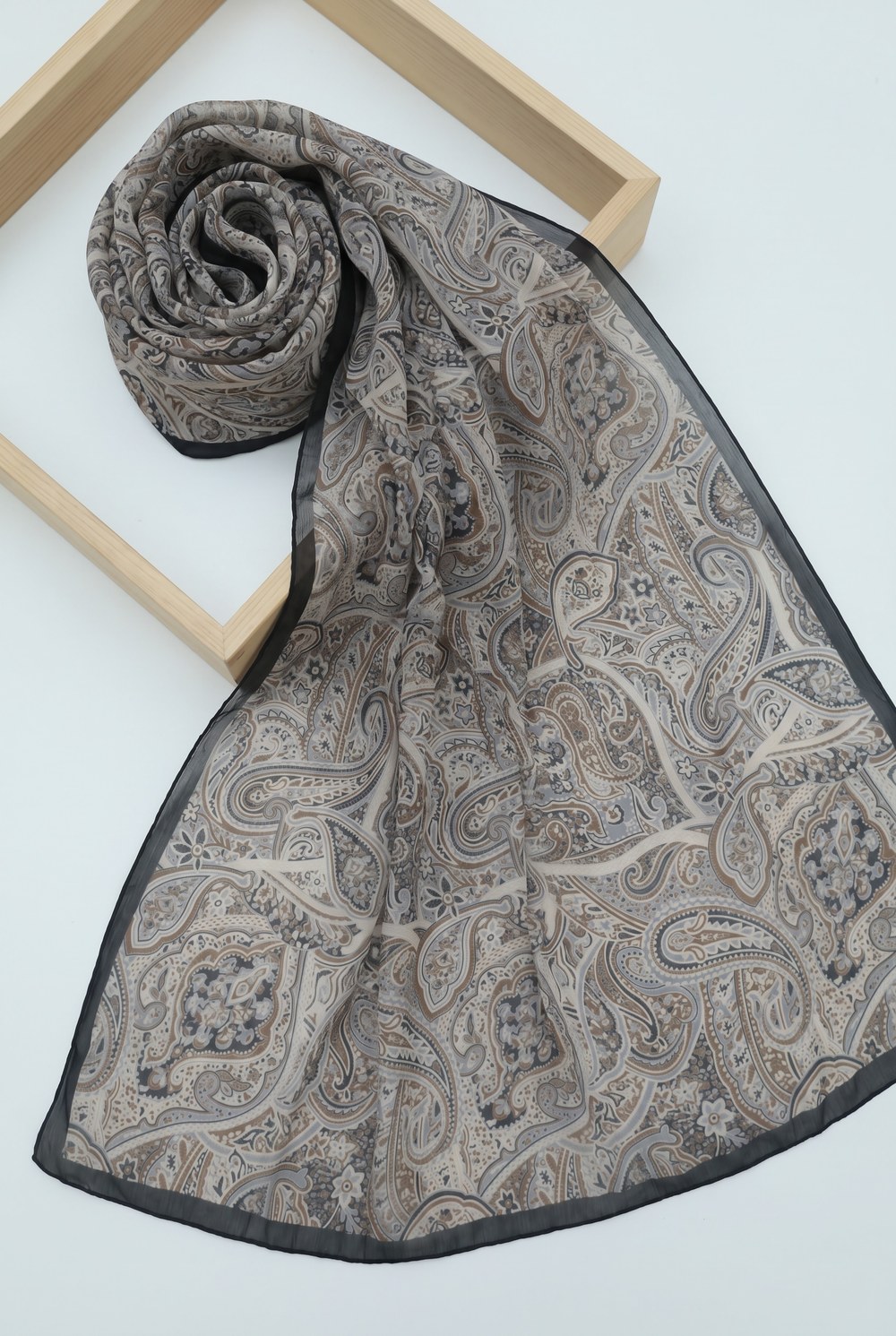 Geleneksel Floral Desenli Coton Şal -Bej