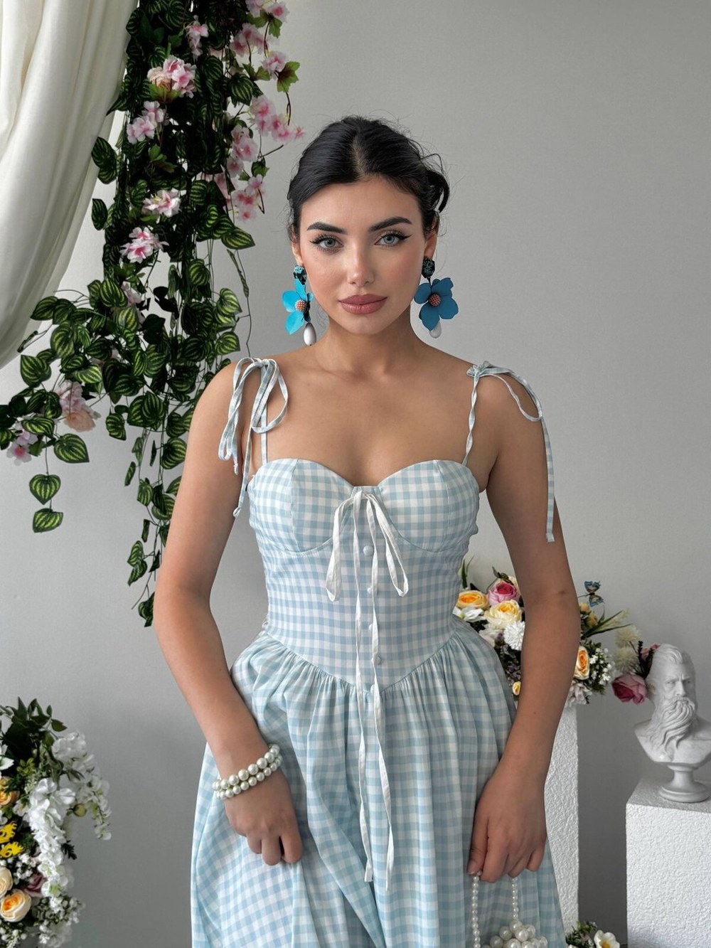 Yumak İp Askılı Elbise ETK-00956-mavi