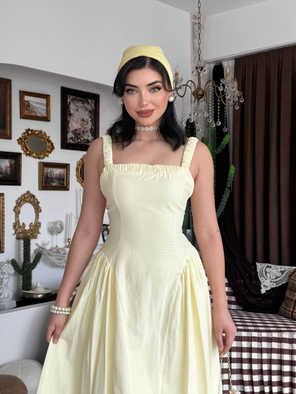 Huen Midi Elbise ETK-00962-sari