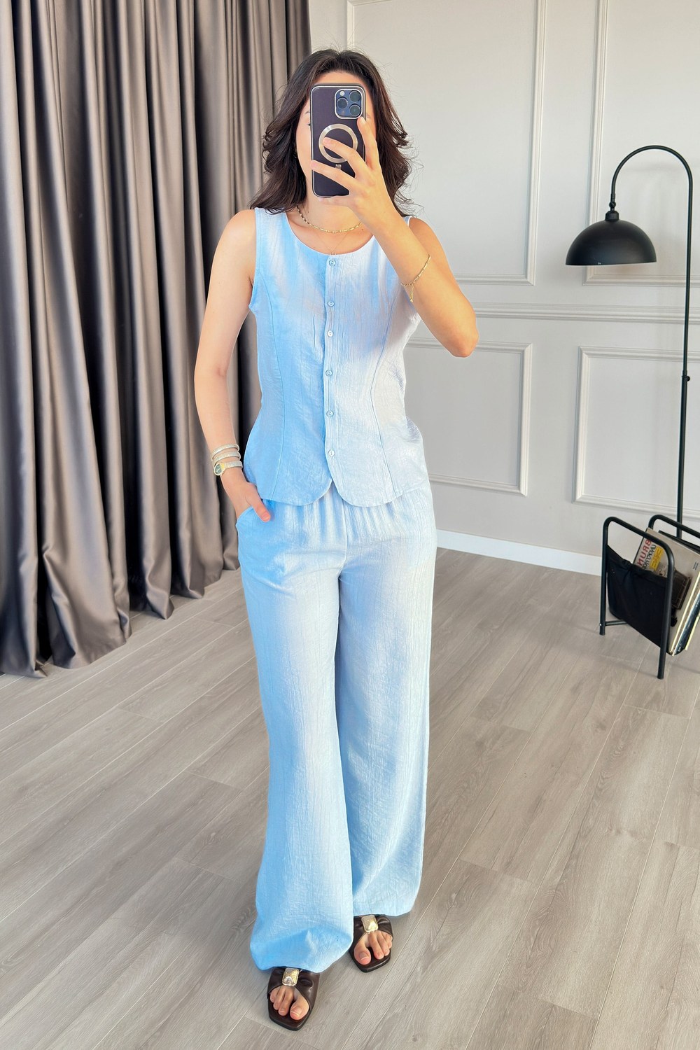 Belden Oturmalı Bebe Mavisi Toptan İkili Takım Bebe Mavi
