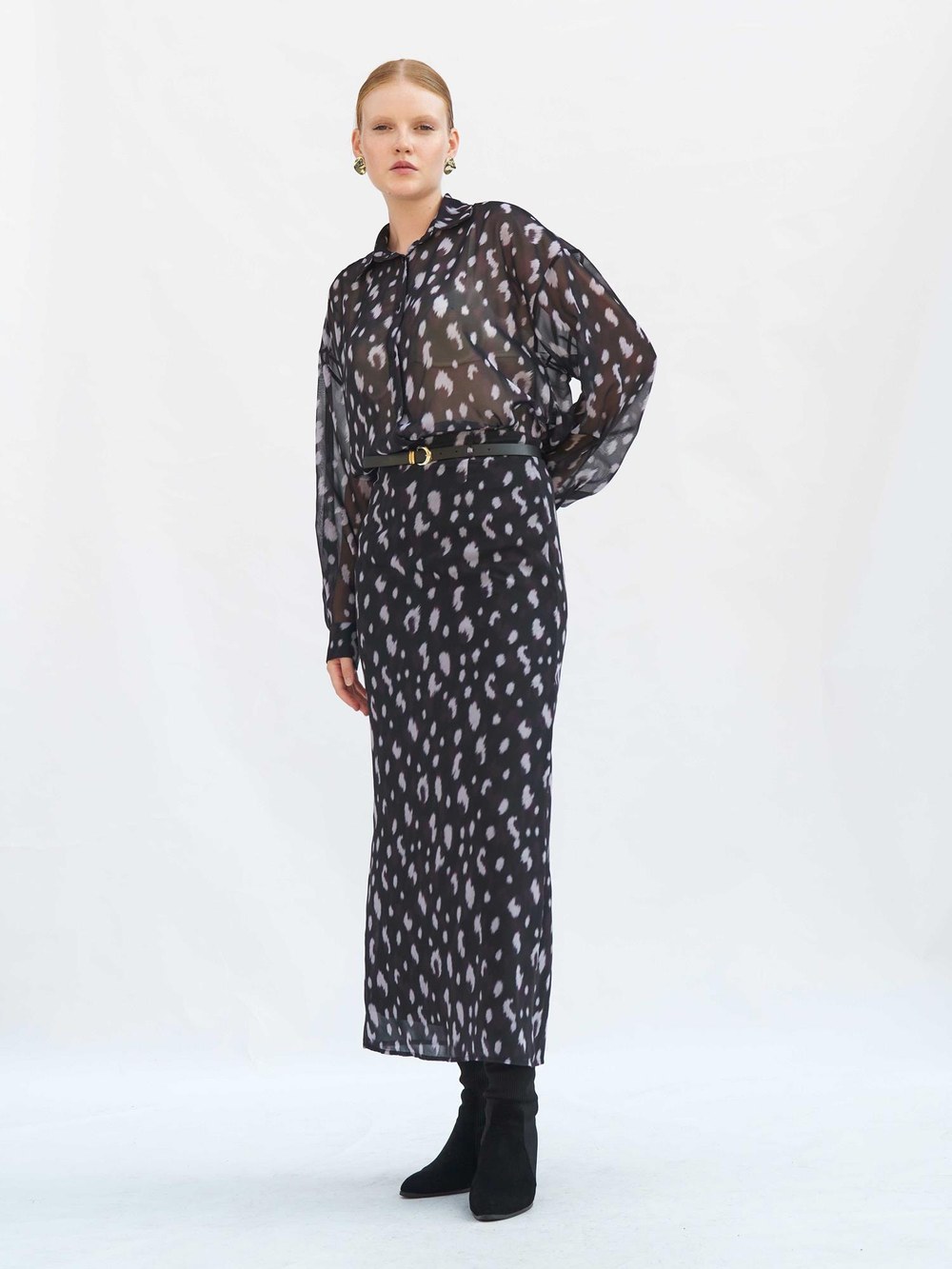 041252 Benek Desenli Maxi Etek