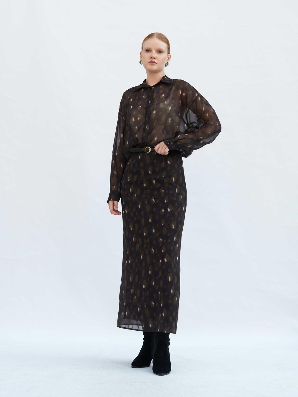041252 Benek Desenli Maxi Etek