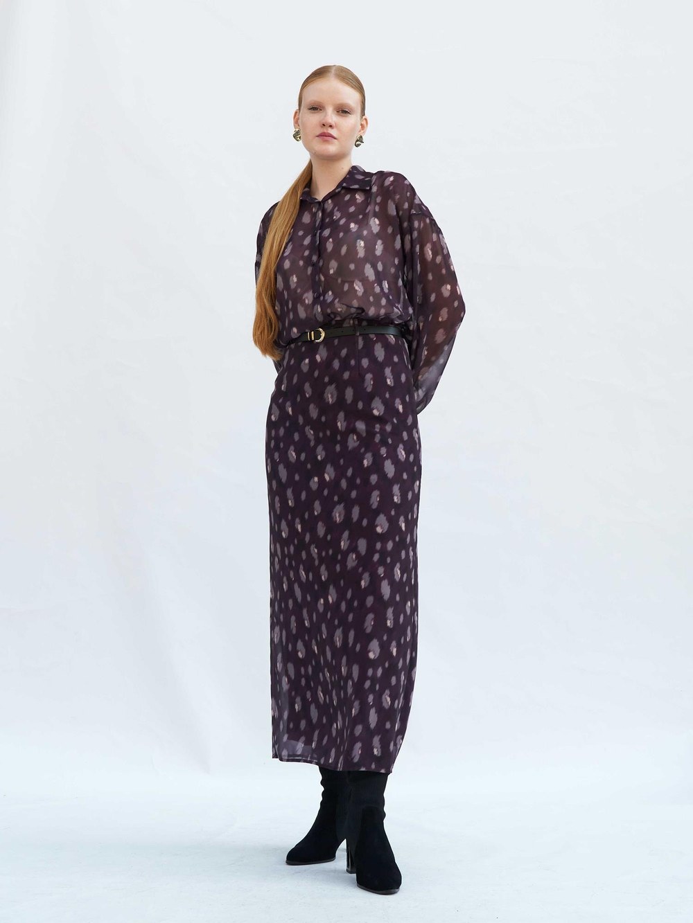 041252 Benek Desenli Maxi Etek